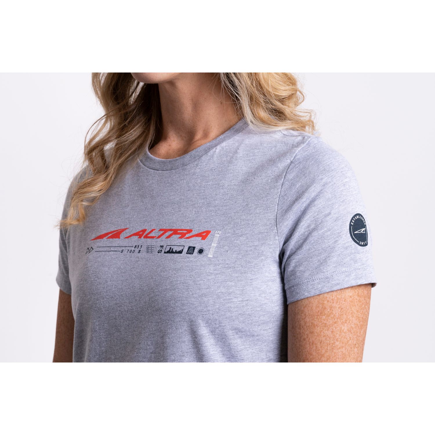 Camiseta Altra Classic Mujer Gris Claro Rojas | Chile-54683099